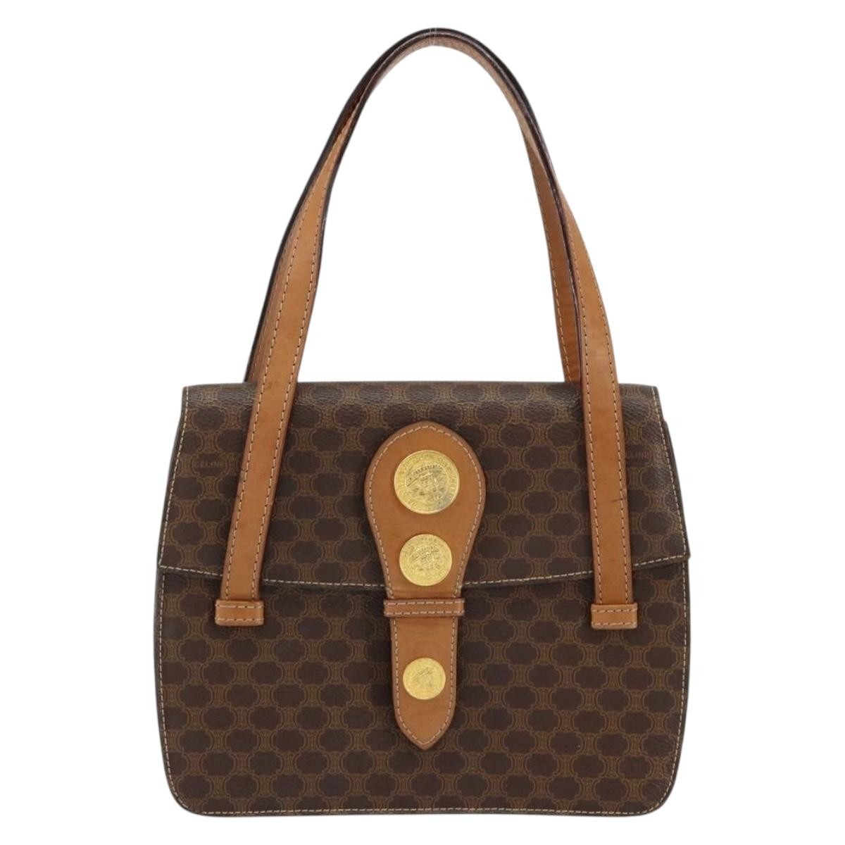 Celine Vintage Macadam Handbag Canvas And Leather Brown Canvas Handbag