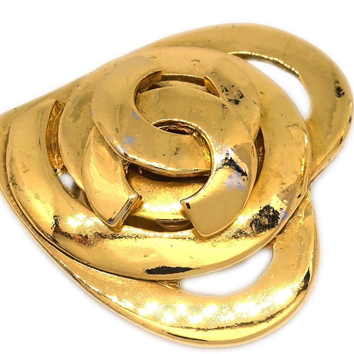 Chanel Cc Heart Pendant Metal Gold Gold_Plated Earrings Jewelry