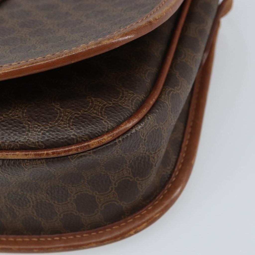Celine Vintage Macadam Shoulder Bag Canvas And Leather Brown Canvas Shoulder Bag Bag