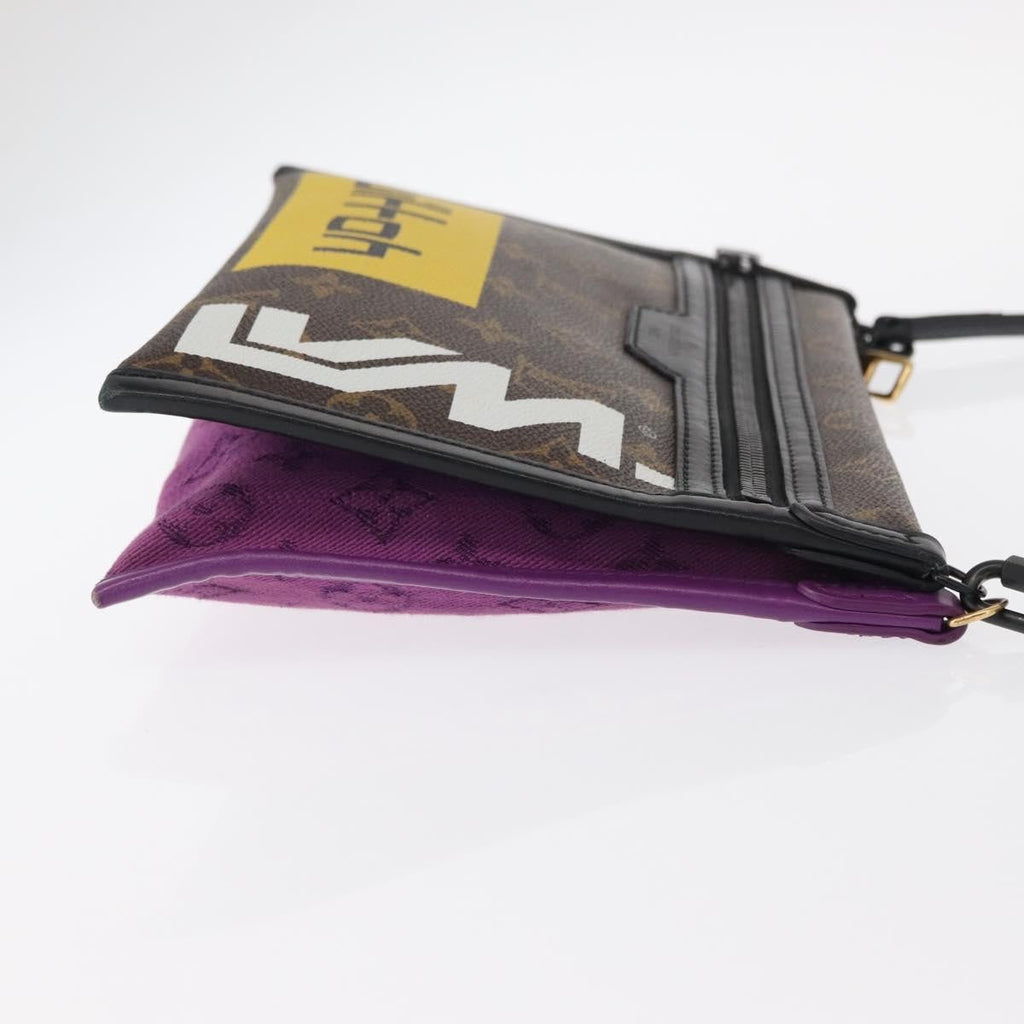 Louis Vuitton Double Flat Messenger Bag Limited Edition Logo Story Monogram Canvas And Denim Multicolour Canvas Shoulder Bag