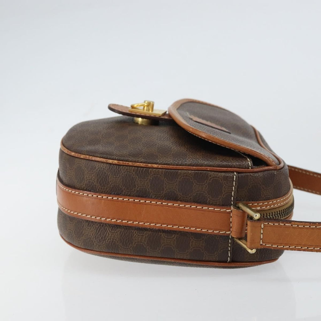 Celine Vintage Macadam Shoulder Bag Canvas And Leather Brown Canvas Shoulder Bag Bag