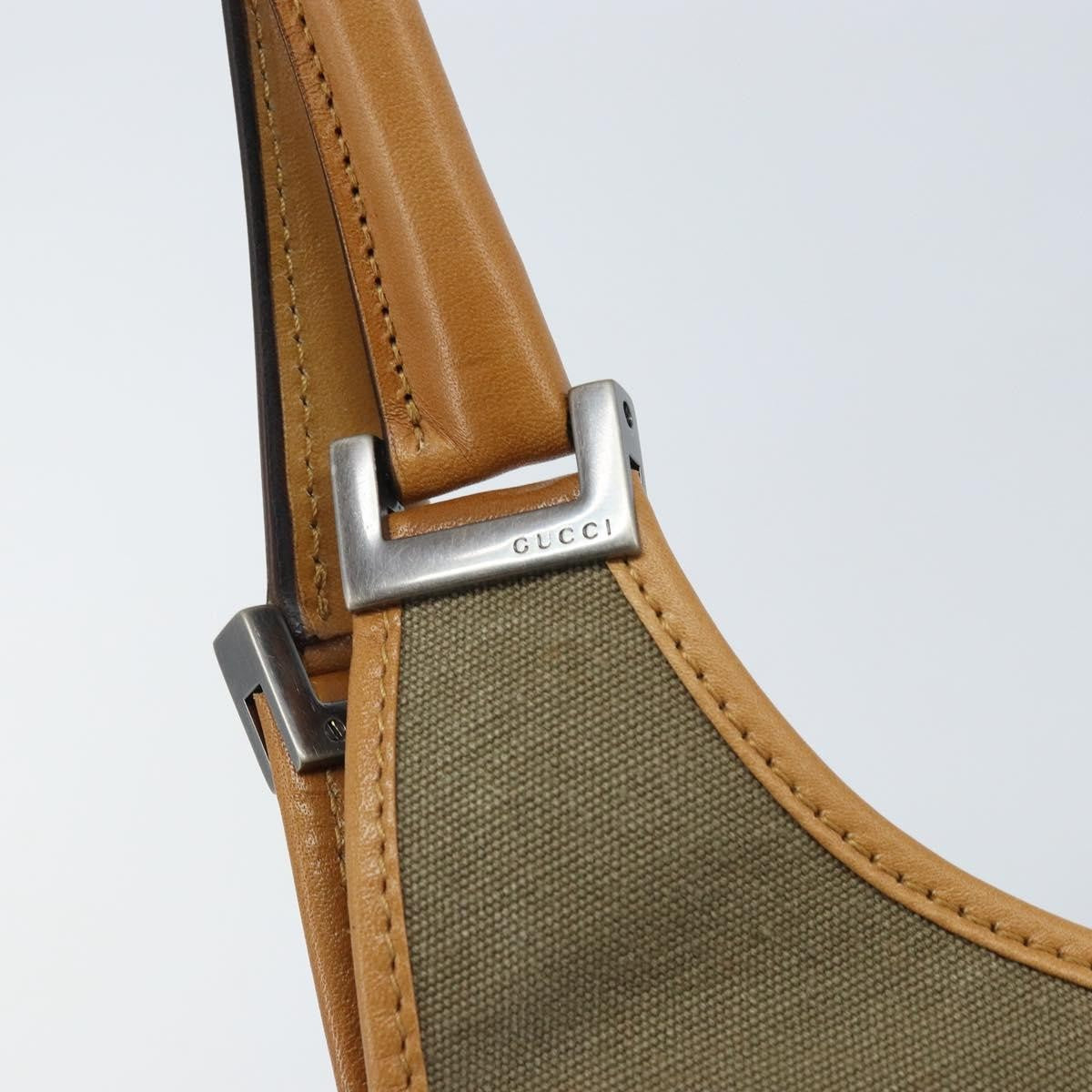 Gucci Vintage Jackie Handbag Canvas Beige Canvas Handbag (Pre-Owned)