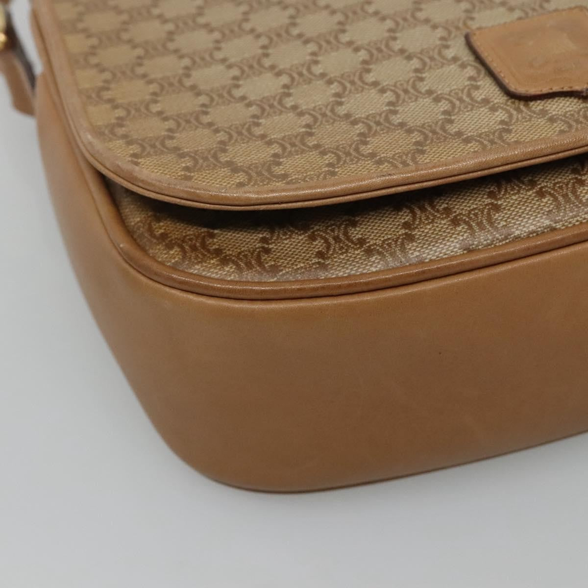 Celine Vintage Macadam Shoulder Bag Canvas And Leather Beige Canvas Shoulder Bag Bag