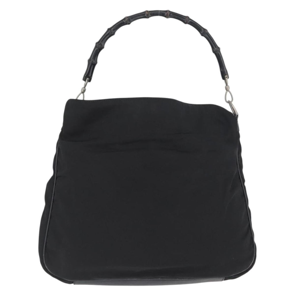 Gucci Vintage Bamboo Handle Bag Nylon Black Nylon Handbag (Pre-Owned)