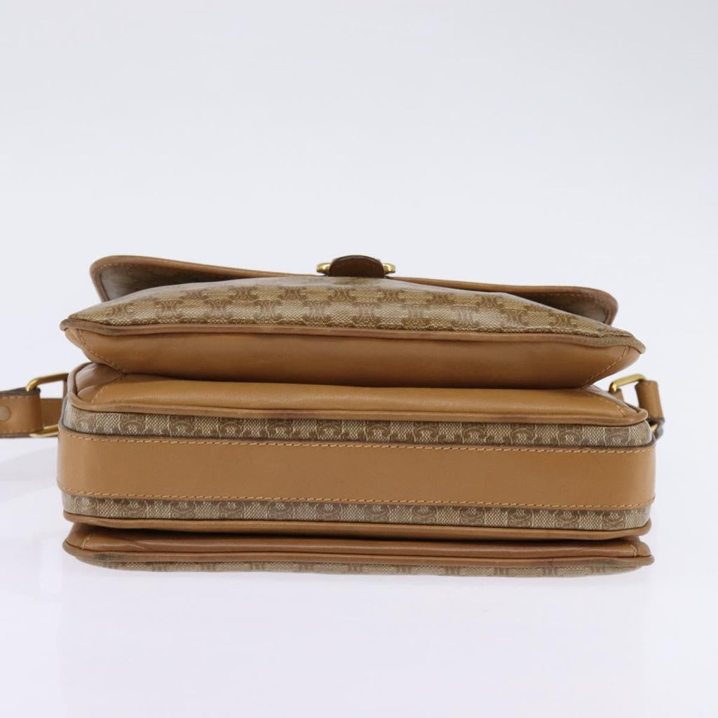 Celine Macadam Shoulder Bag Pvc Leather Beige Canvas Shoulder Bag Bag