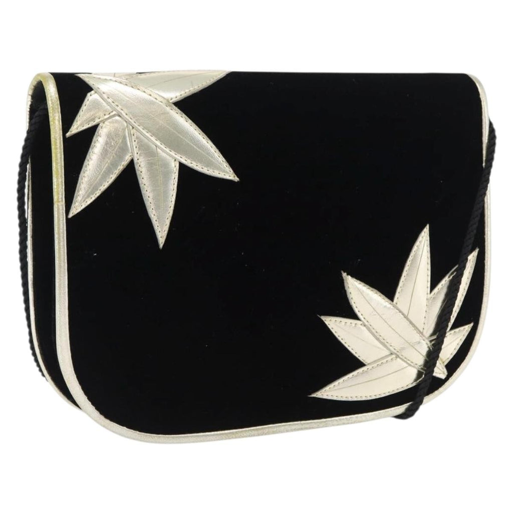 Saint Laurent Vintage Flap Crossbody Bag Velvet Black Velvet Shoulder Bag Bag (Pre-Owned)