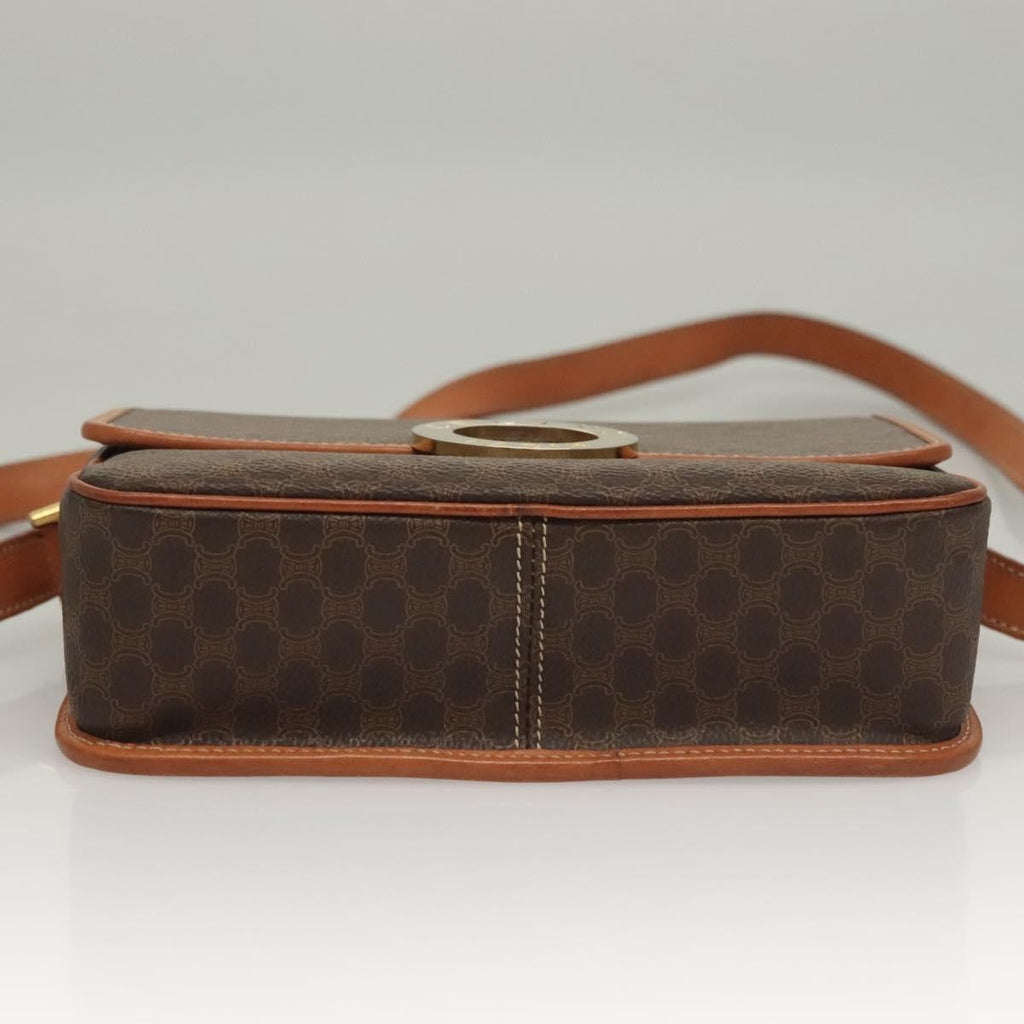 Celine Macadam Shoulder Bag Pvc Leather Brown Canvas Bag