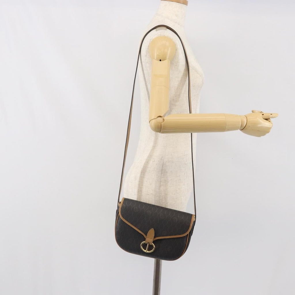 Christian Dior Vintage Honeycomb Shoulder Bag Canvas And Leather Black Canvas Shoulder Bag Bag (Pre-Owned)