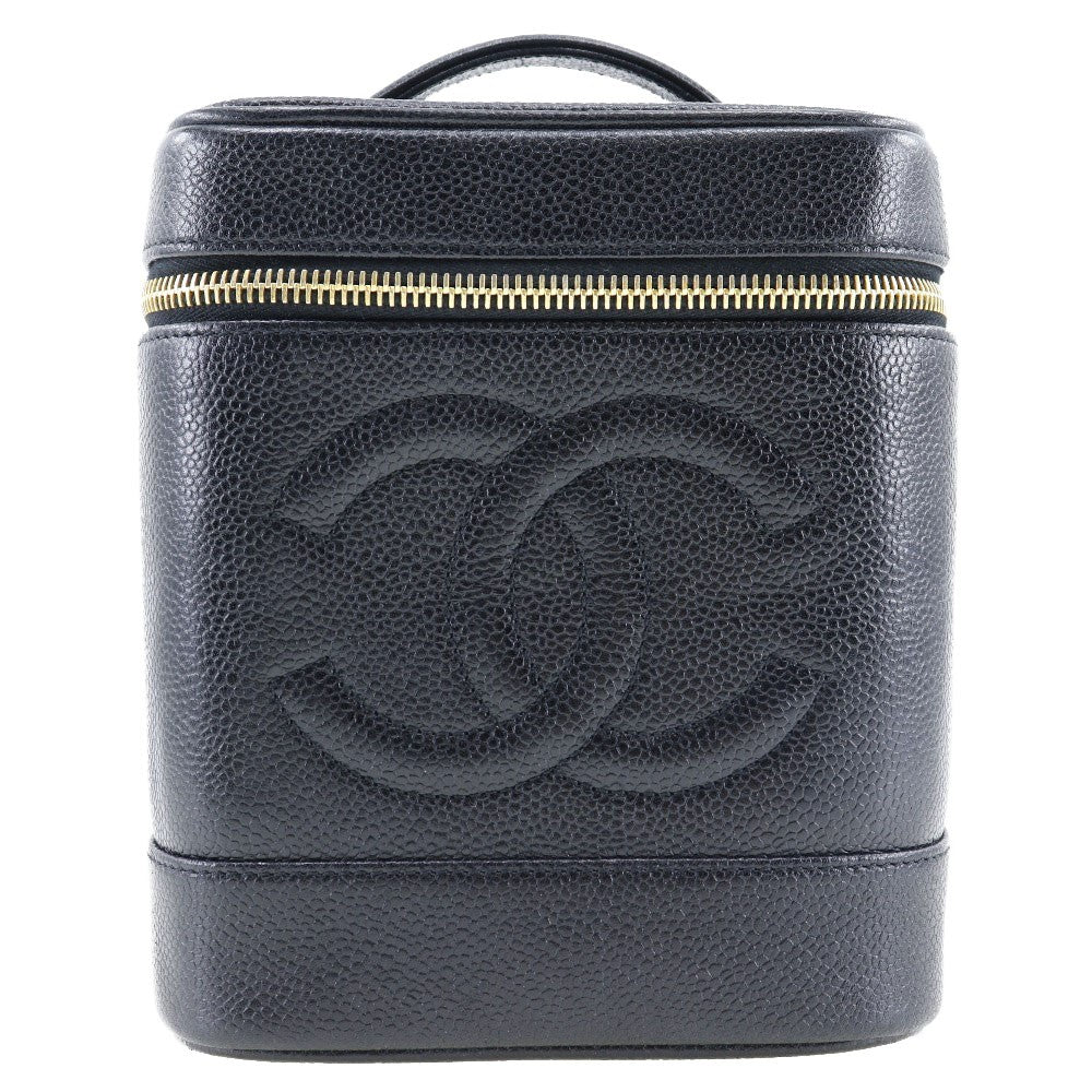 Chanel Vintage Timeless Cosmetic Case Caviar Black Leather Handbag