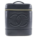 Chanel Vintage Timeless Cosmetic Case Caviar Black Leather Handbag