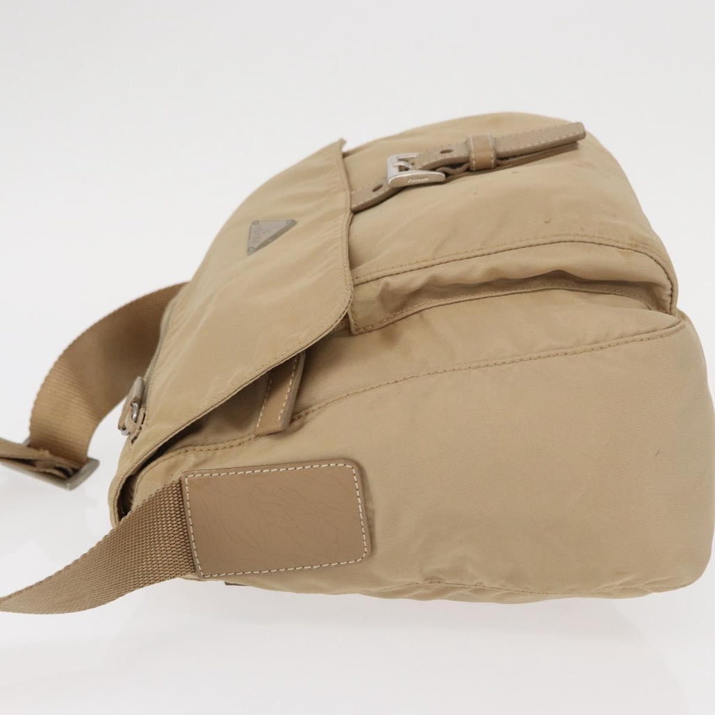 Prada Buckle Messenger Bag Tessuto Beige Nylon Shoulder Bag Bag