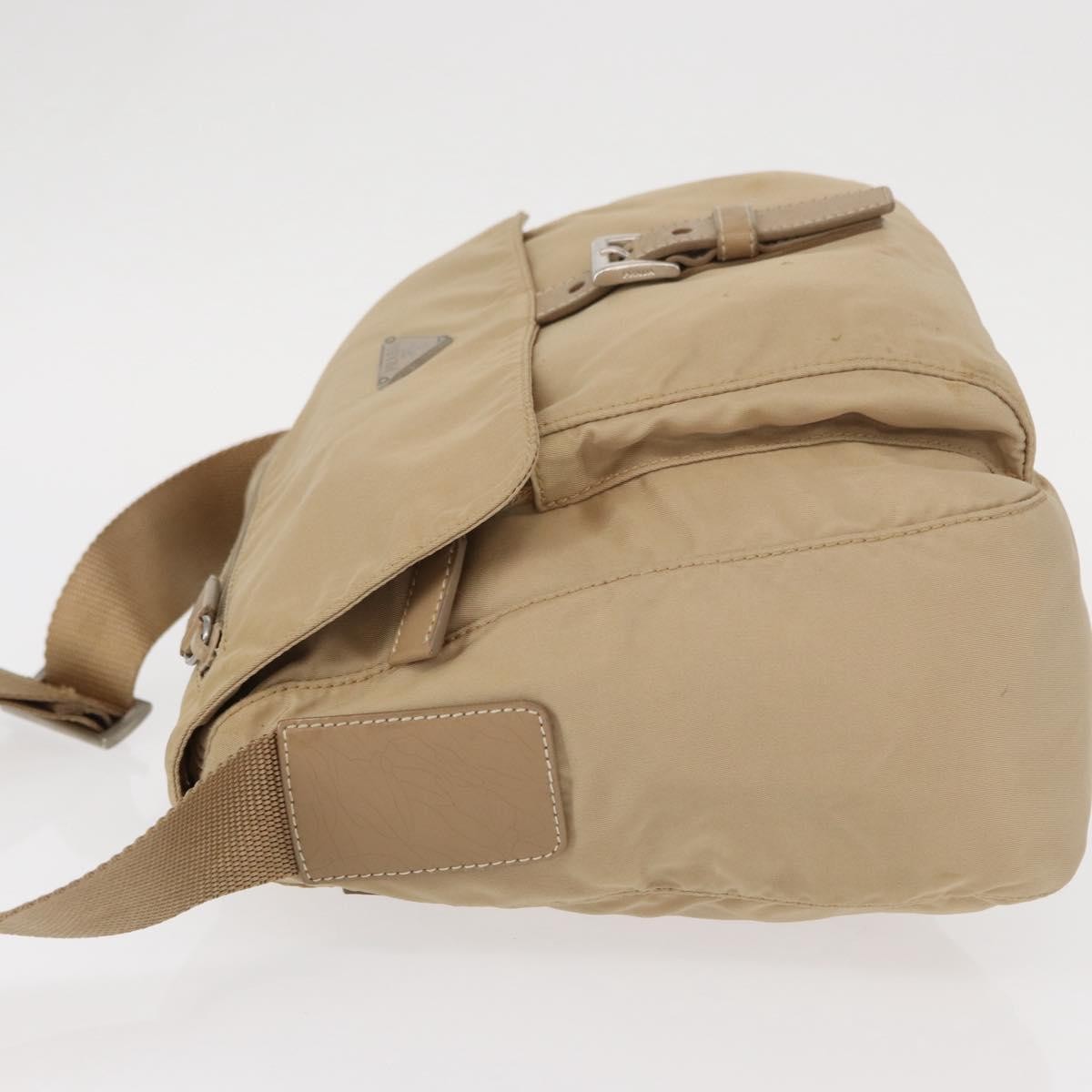 Prada Buckle Messenger Bag Tessuto Beige Nylon Shoulder Bag Bag