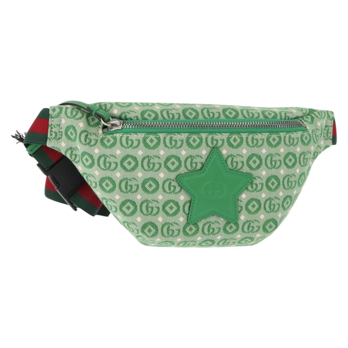 Gucci Waist Pouch Belt Bag Gg Canvas Green Canvas Clutche & Pouche Bag (Pre-Owned)