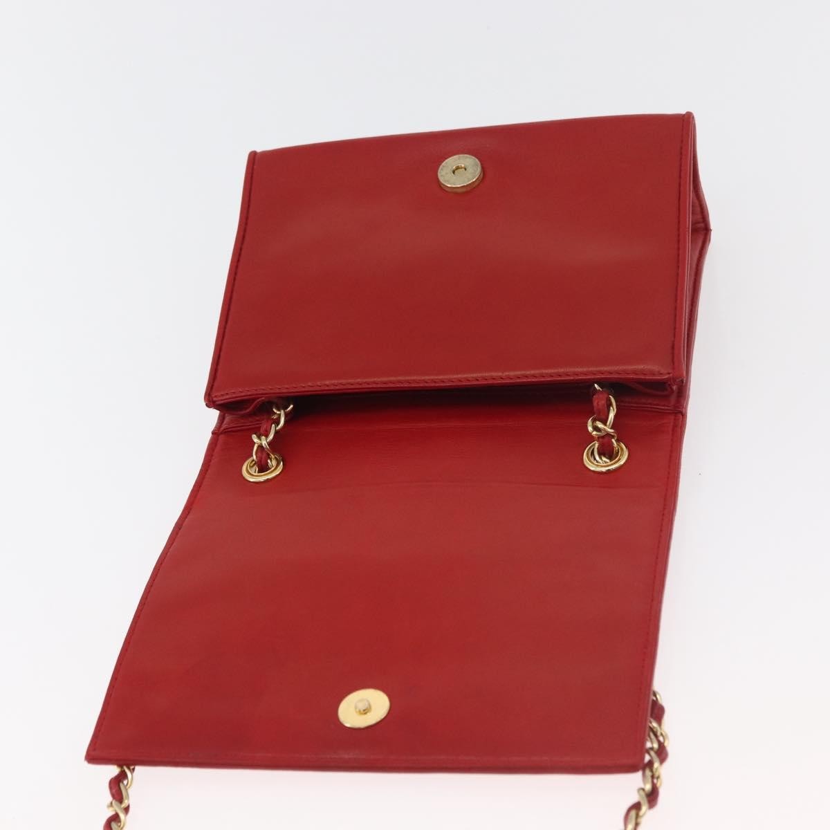 Chanel Vintage Cc Chain Full Flap Bag Quilted Leather Red Leather Shoulder Bag Bag