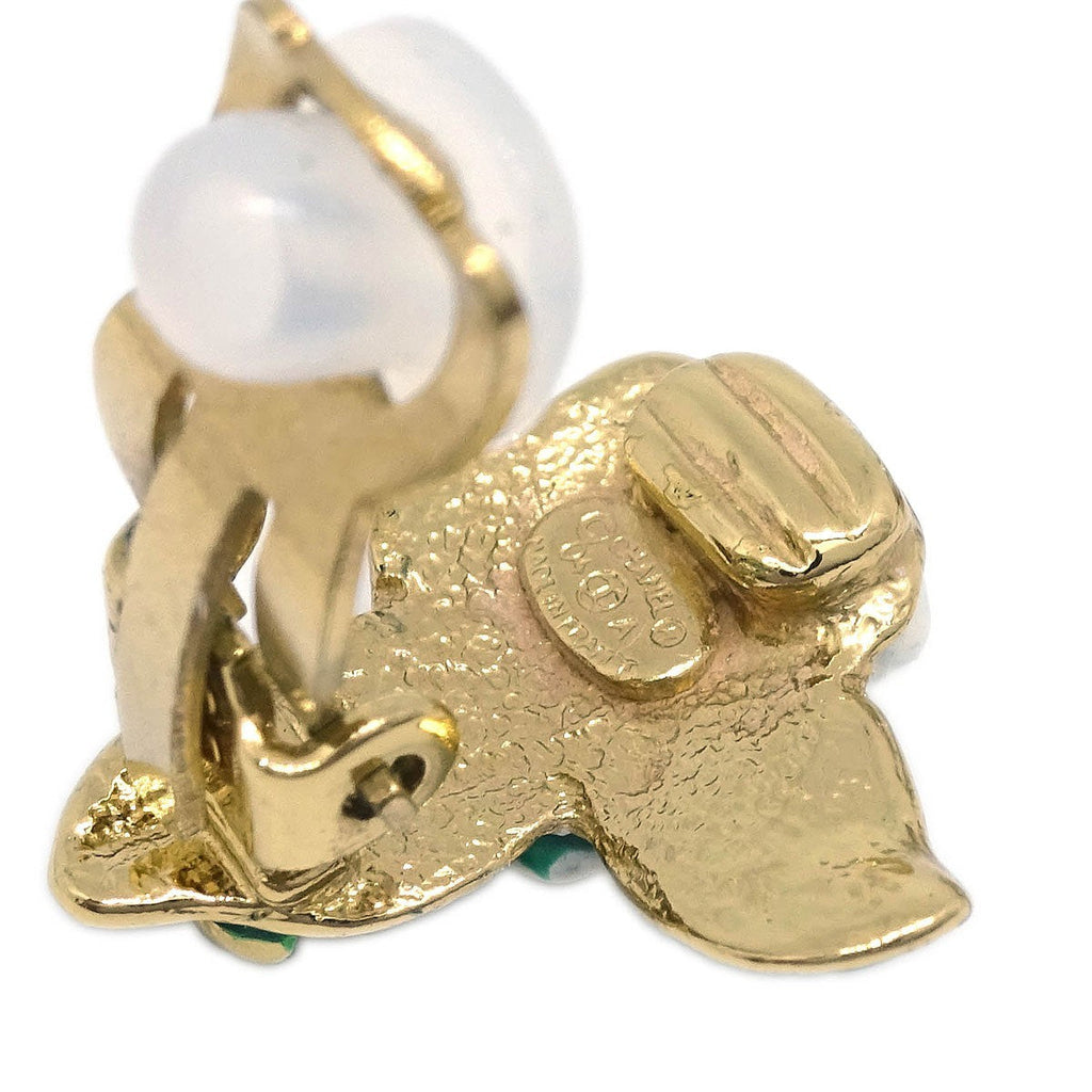 Chanel Vintage Cc Camellia Clip-On Earrings Metal Gold Gold_Plated Earrings Jewelry