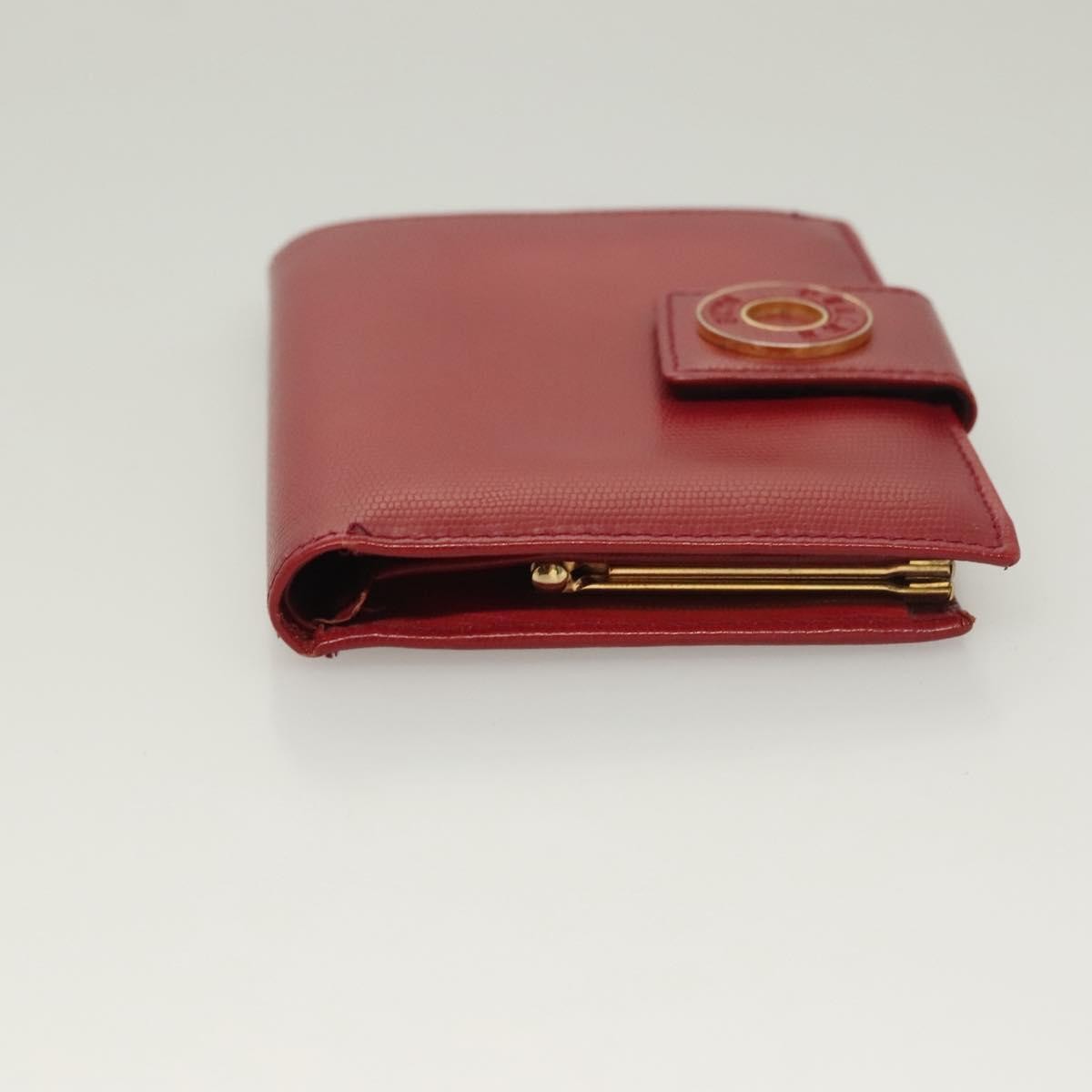 Celine Circle Logo Compact Wallet Leather Red Leather Wallets Accessory