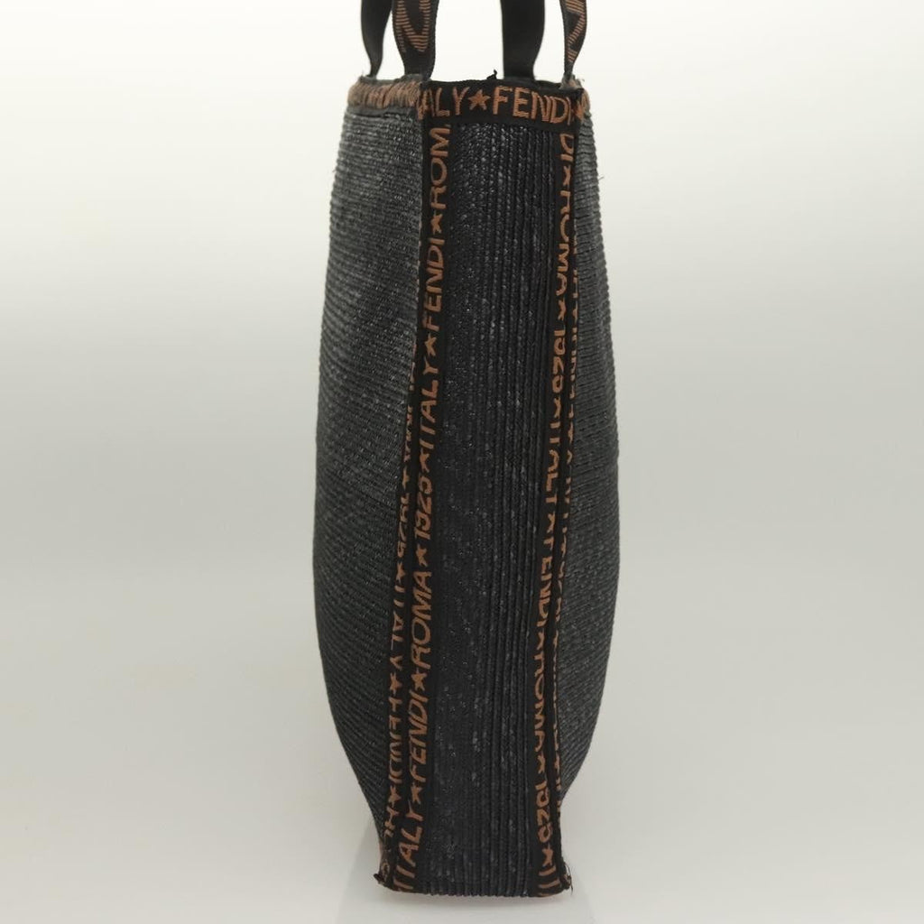 Fendi Zucca Tote Bag Straw Black Wood Tote Bag Bag