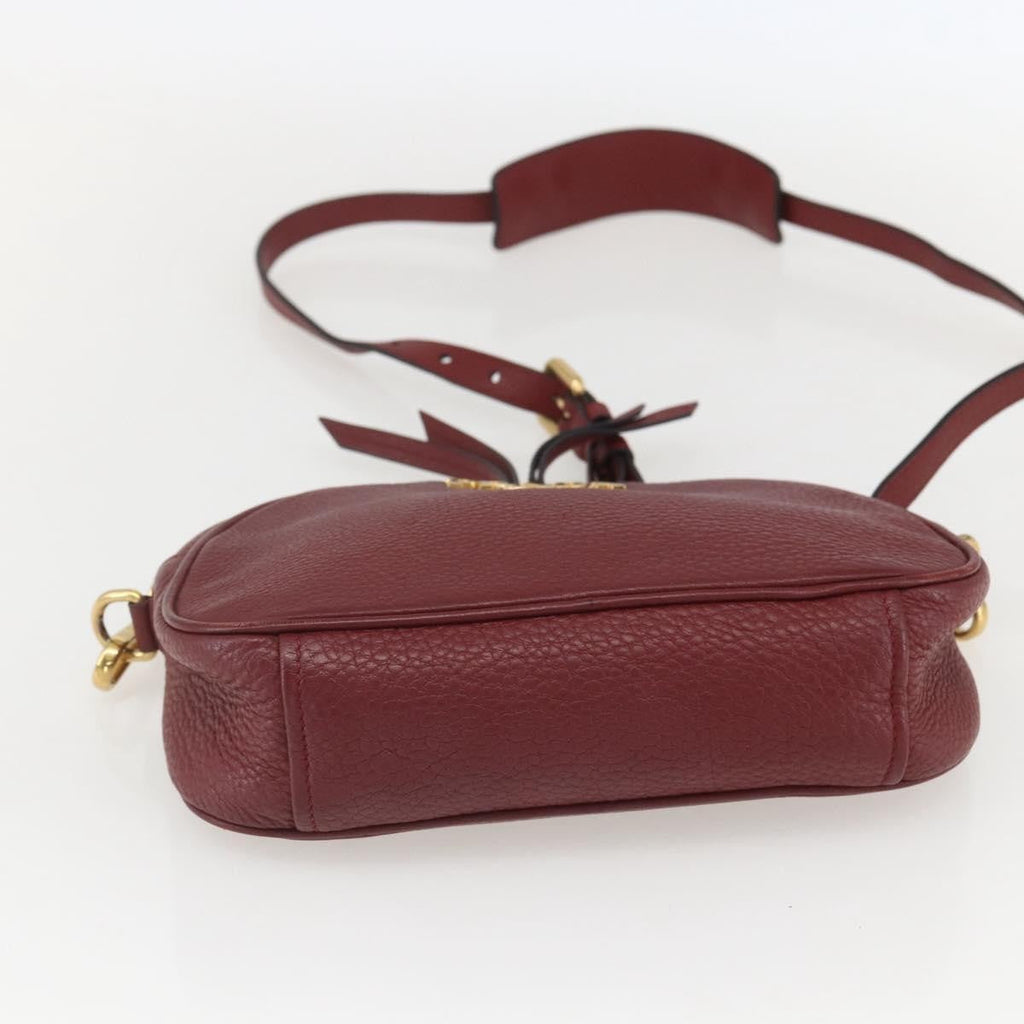 Prada Dual Strap Crossbody Bag Vitello Daino Burgundy Leather Shoulder Bag Bag