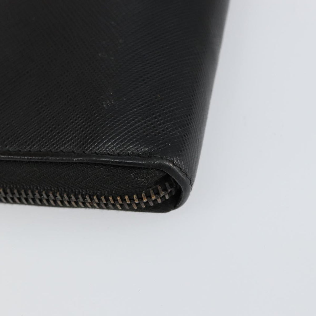 Prada Saffiano Wallet Leather Black Leather Wallets Accessory