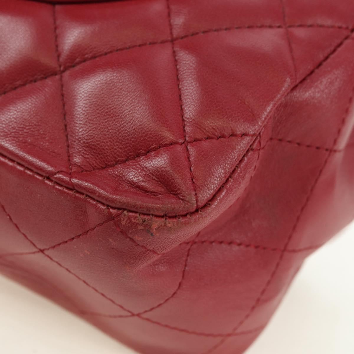 Chanel Classic Single Flap Bag Quilted Lambskin Red Leather Shoulder Bag Bag