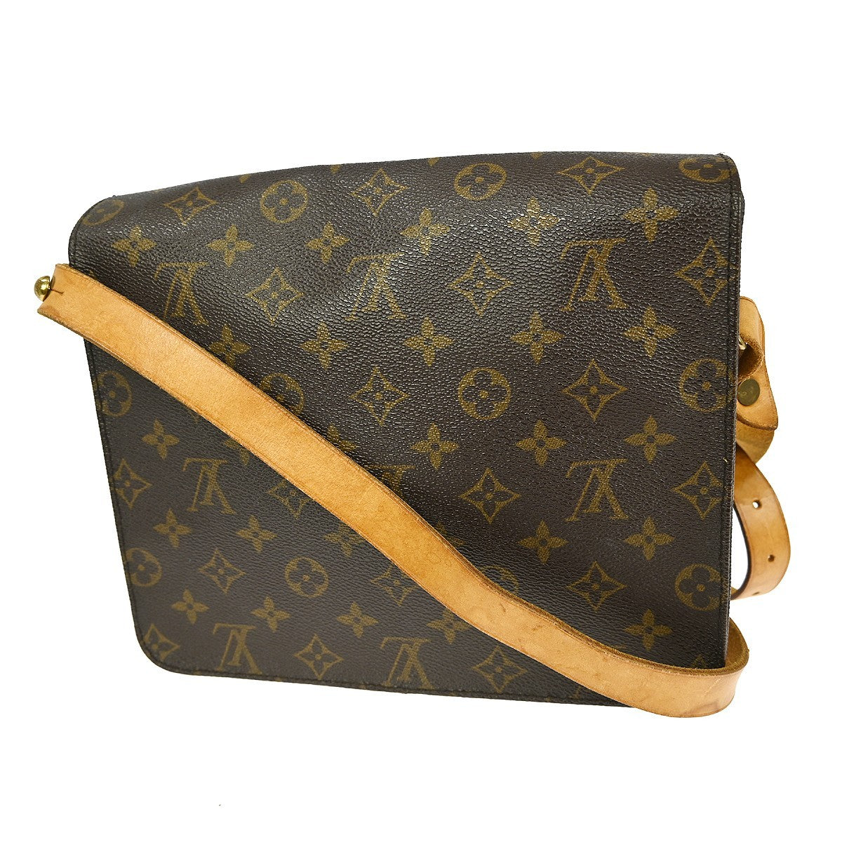 Louis Vuitton Cartouchiere Handbag Monogram Canvas Brown Canvas Shoulder Bag