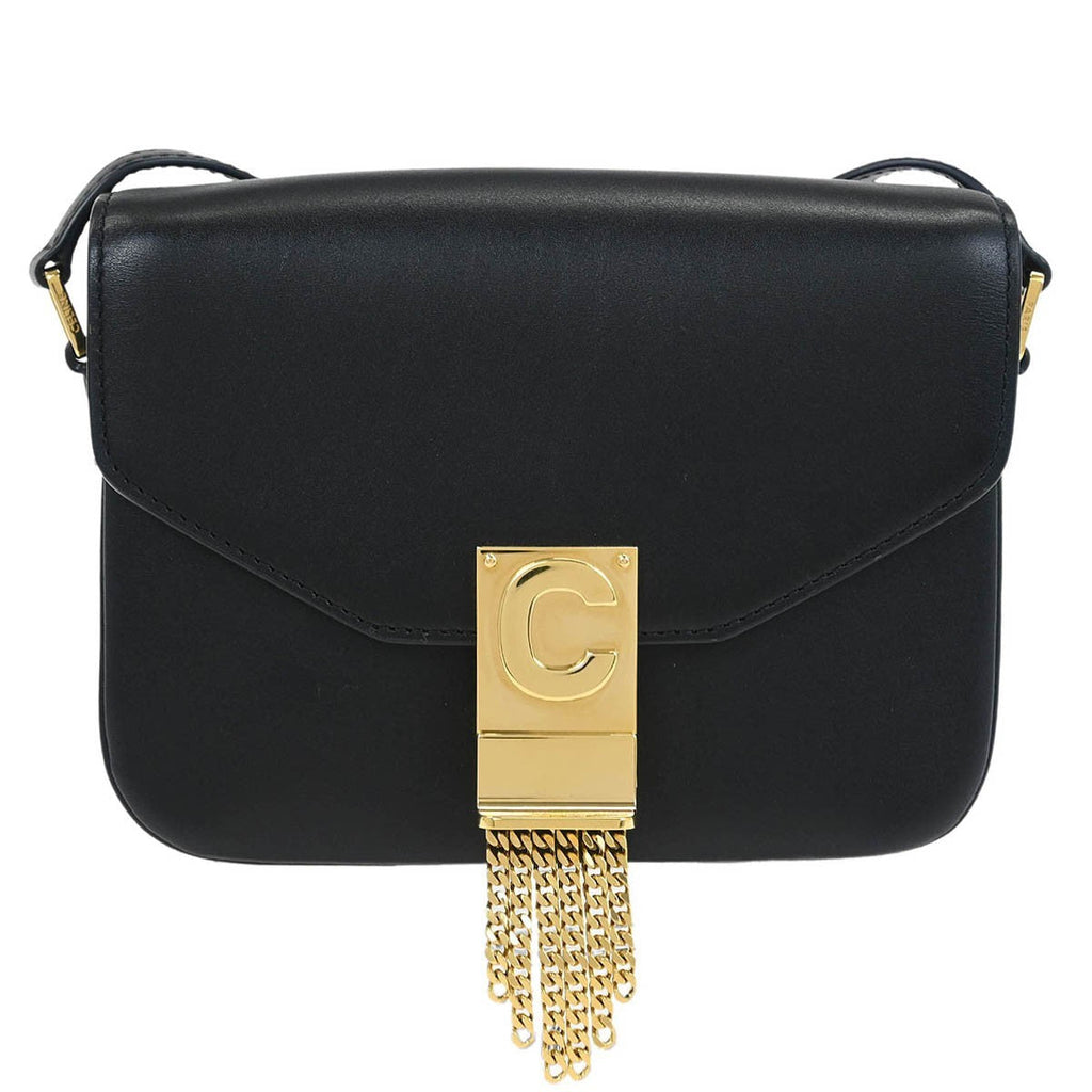 Celine C Bag Leather Small Black Leather Shoulder Bag Bag