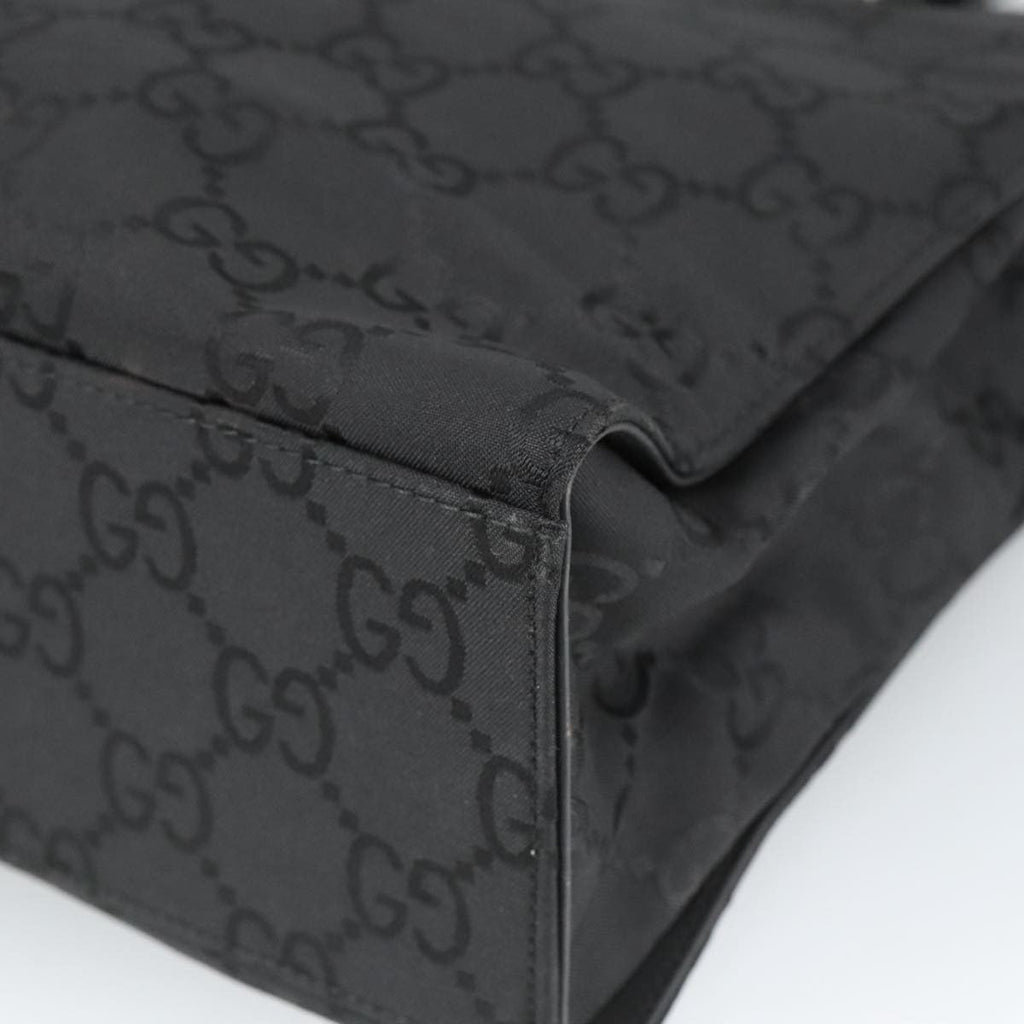 Gucci Vintage Bamboo Handle Tote Gg Nylon Black Nylon Tote Bag Bag (Pre-Owned)