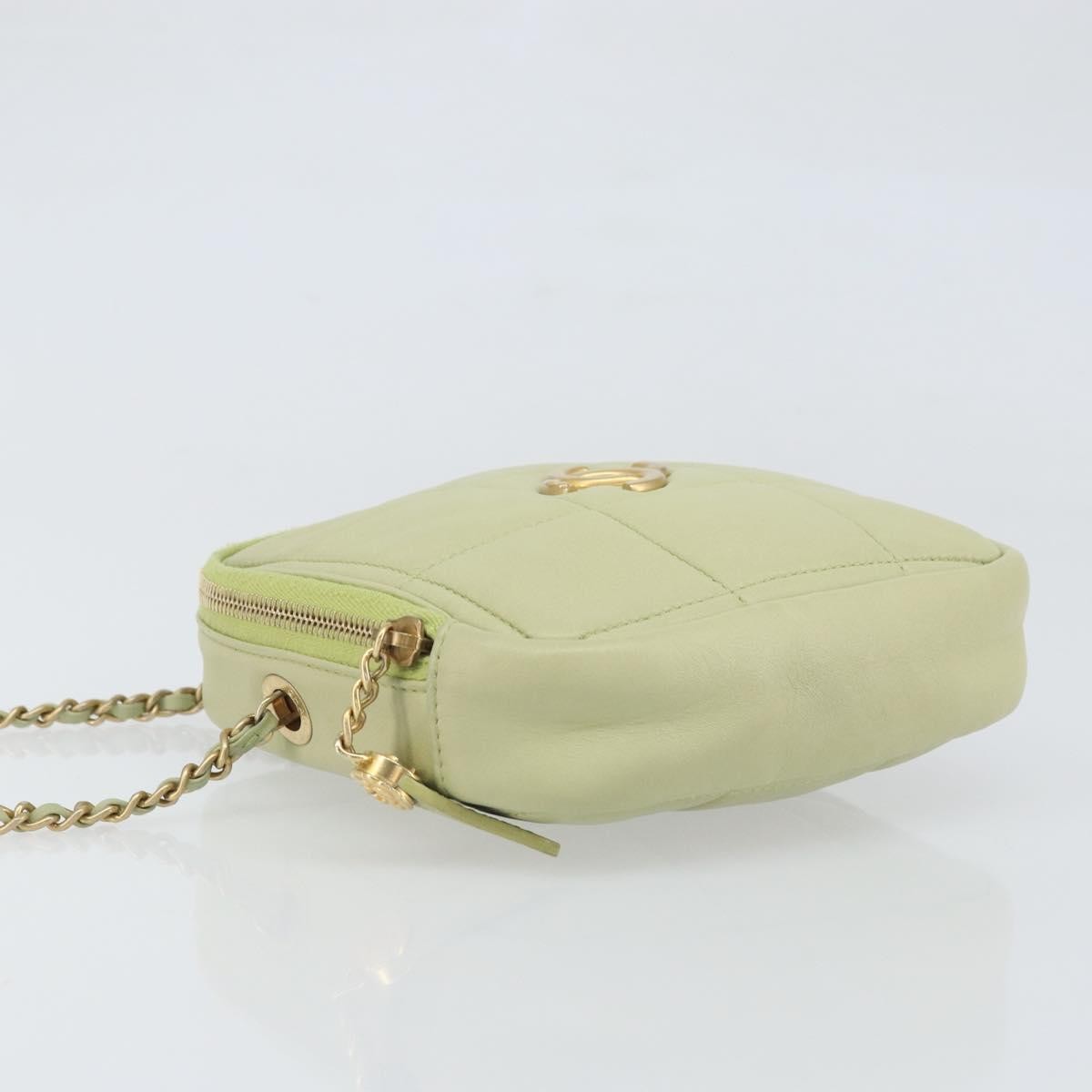 Chanel Diamond Chain Crossbody Bag Quilted Lambskin Green Leather Shoulder Bag Bag