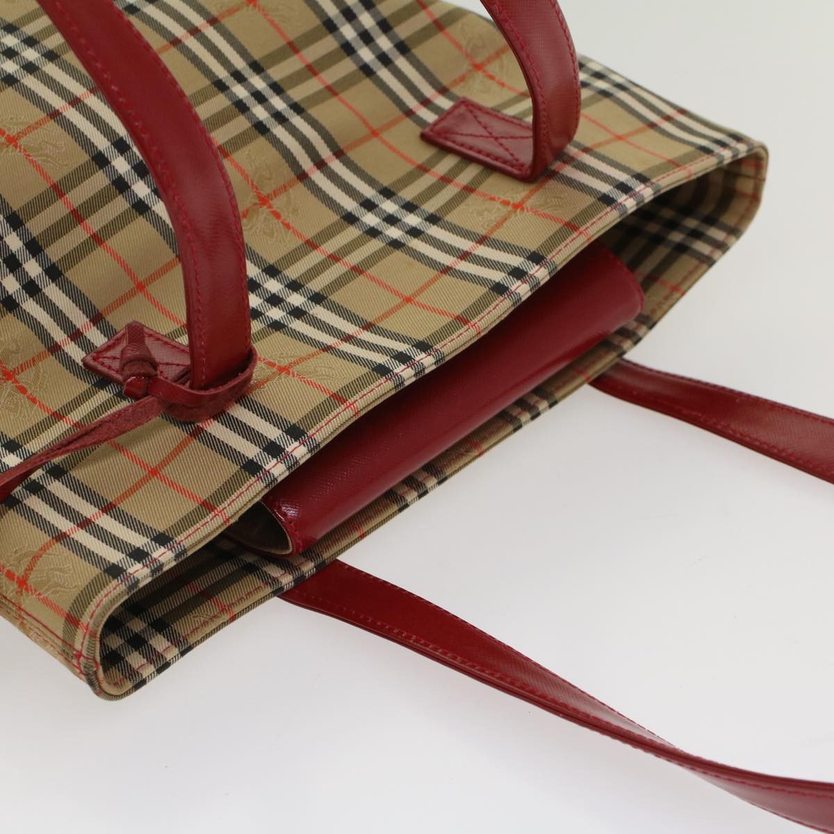Burberry Nova Check Tote Nylon And Leather Beige Nylon Tote Bag