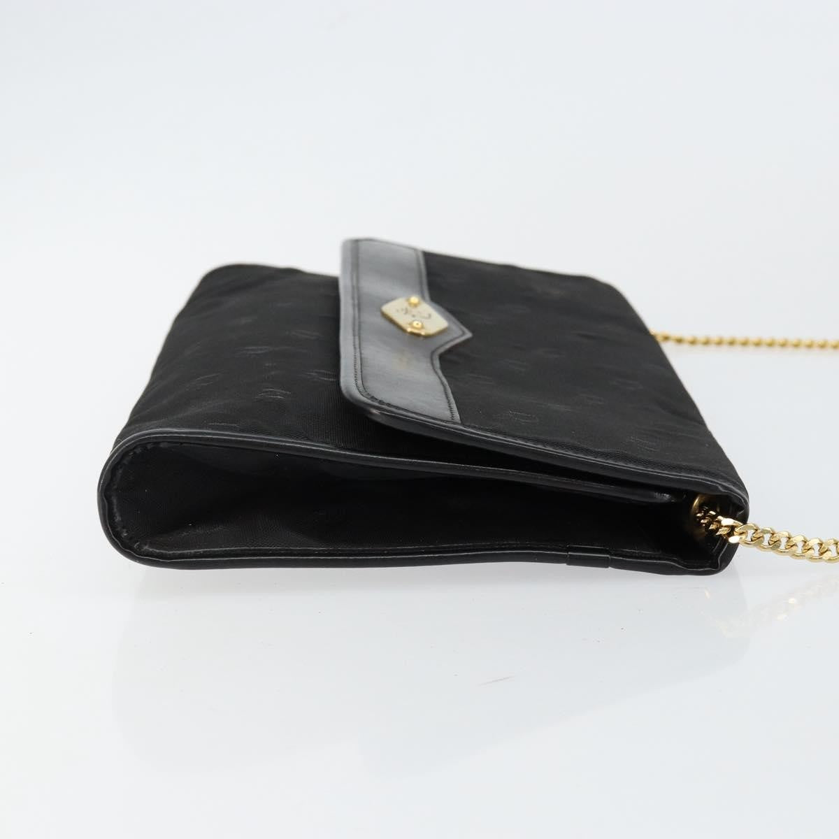 Christian Dior Vintage Cd Chain Flap Shoulder Bag Diorissimo Canvas Black Nylon Shoulder Bag Bag (Pre-Owned)