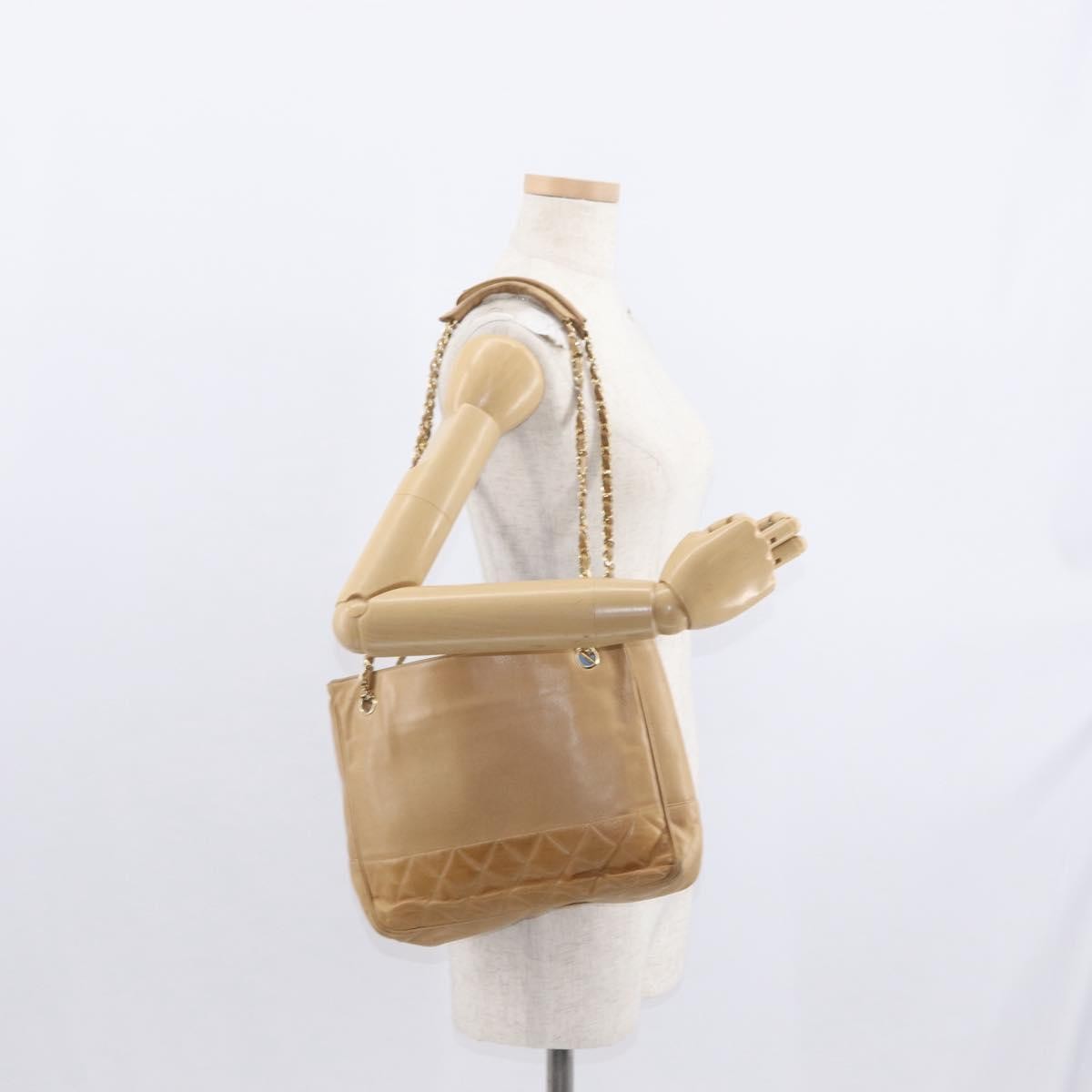 Chanel Vintage Shopping Tote Lambskin Beige Leather Tote Bag Bag