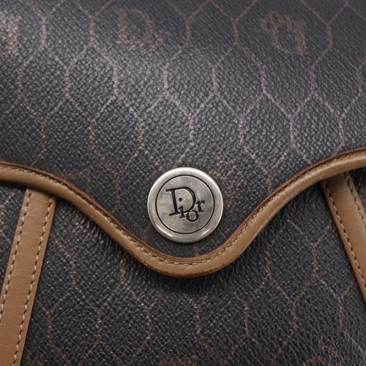 Christian Dior Vintage Honeycomb Flap Crossbody Bag Canvas And Leather Black Canvas Shoulder Bag Bag (Pre-Owned)