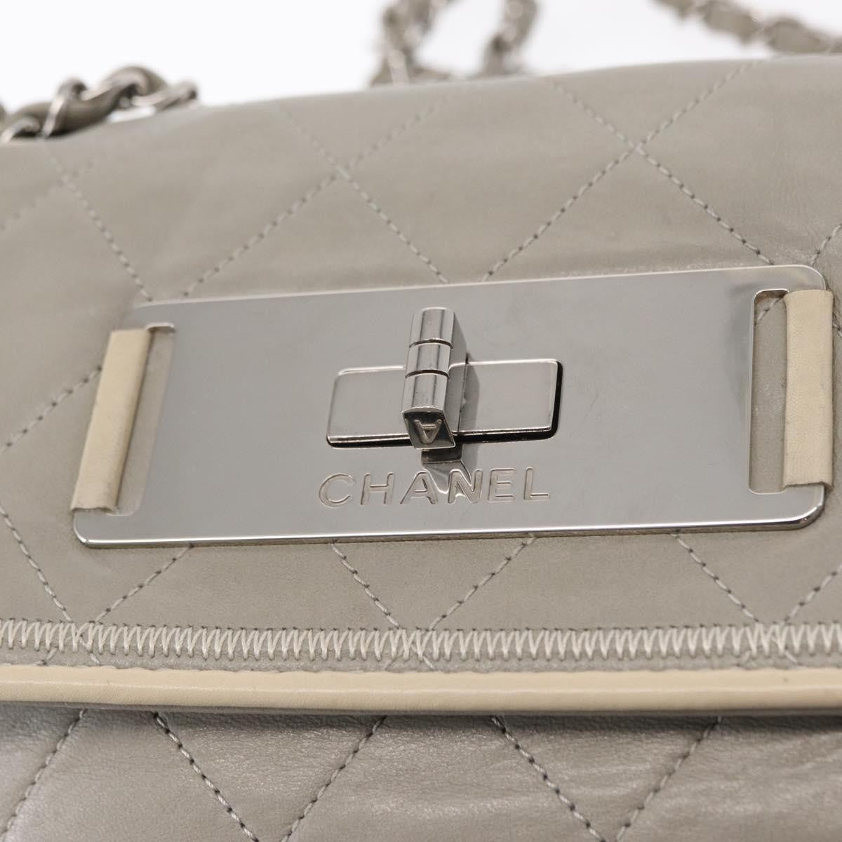 Chanel Mademoiselle Lock Flap Bag Quilted Lambskin Gray Leather Shoulder Bag Bag