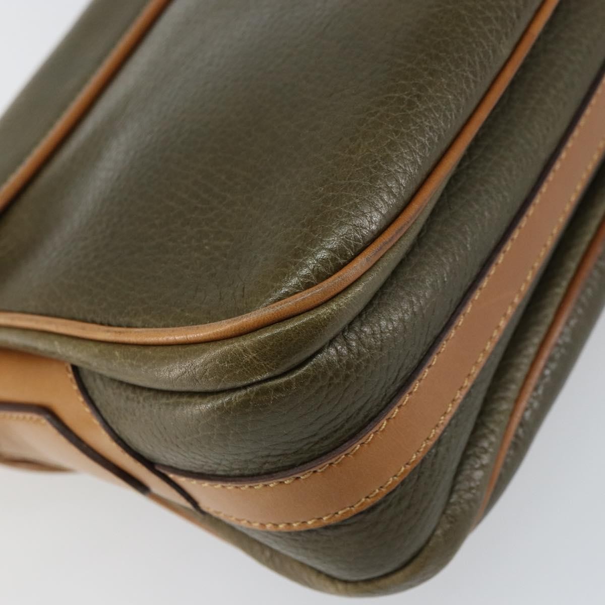 Celine Vintage Shoulder Bag Leather Khaki Leather Shoulder Bag Bag