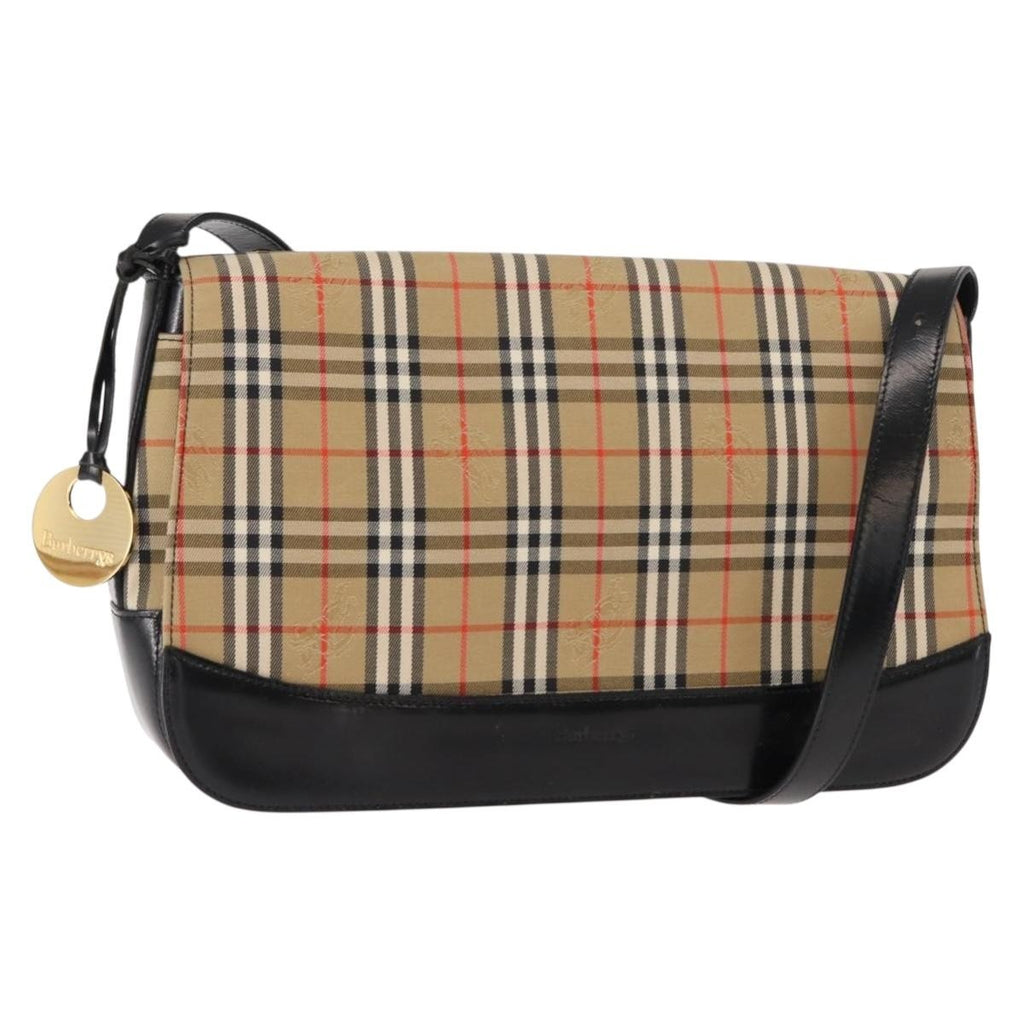 Burberry Nova Check Shoulder Bag Canvas Beige Canvas Shoulder Bag
