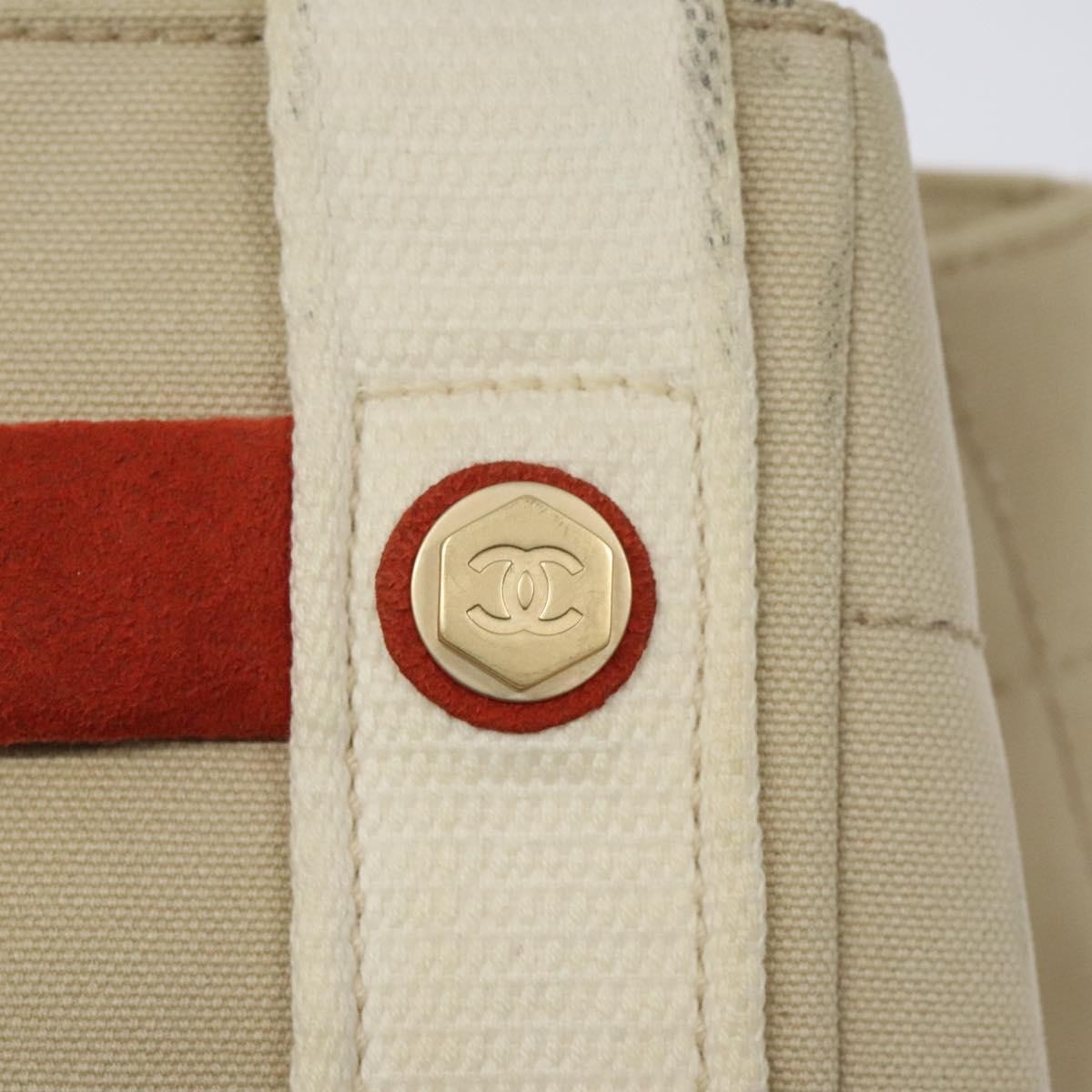 Chanel Chocolate Bar Coco Mark Handbag Canvas Beige Canvas Handbag