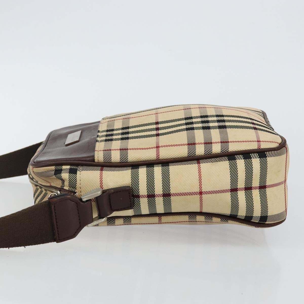 Burberry Zip Messenger Bag Nova Check Canvas And Leather Beige Canvas Shoulder Bag