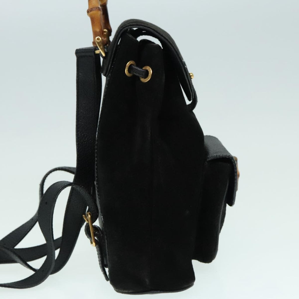Gucci Gucci Bamboo Backpack Daim Black Suede Backpack Bag (Pre-Owned)