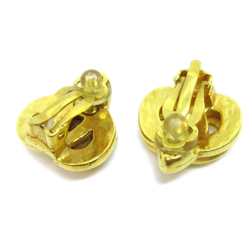 Chanel Cc Logo Heart Gold-Plated Gold Gold_Plated Earrings Jewelry