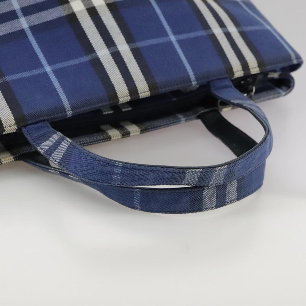 Burberry Nova Check Tote Canvas Check Pattern Blue Canvas Tote Bag