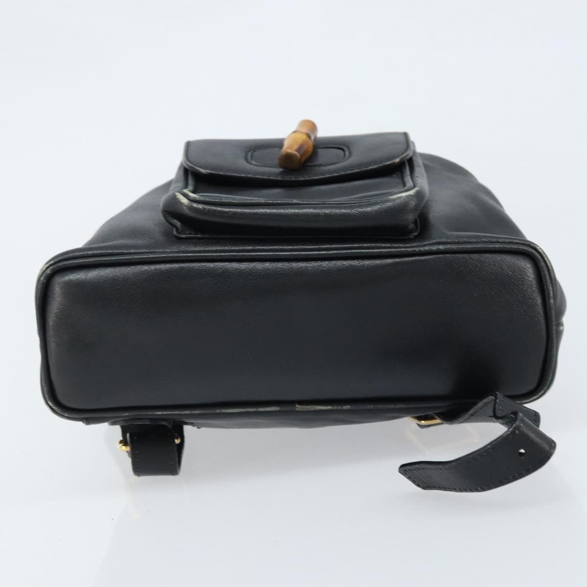 Gucci Vintage Bamboo Backpack Leather Black Leather Backpack Bag (Pre-Owned)
