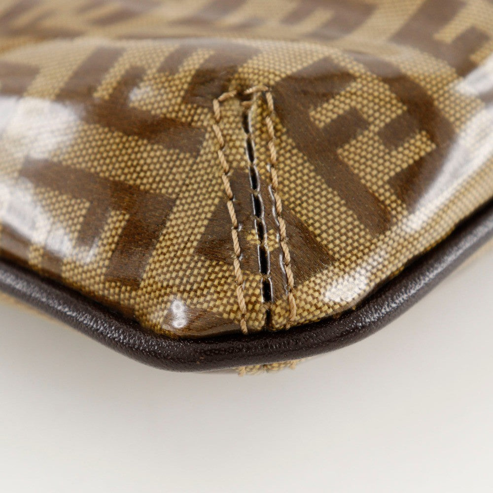 Fendi Zucchino Mamma Baguette Vinyl Brown Plastic Shoulder Bag Bag