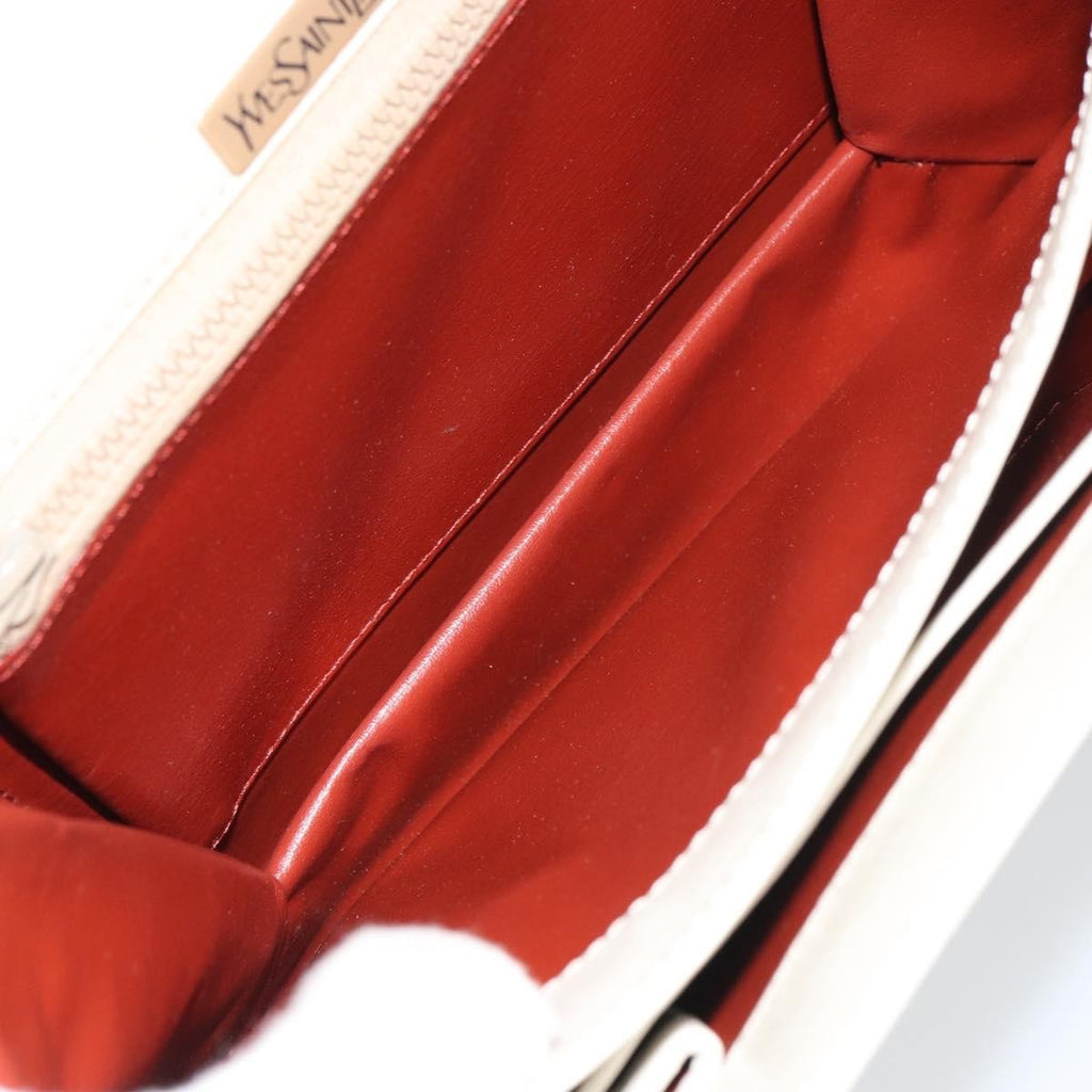 Saint Laurent Vintage Shoulder Bag Leather White Leather Shoulder Bag Bag (Pre-Owned)