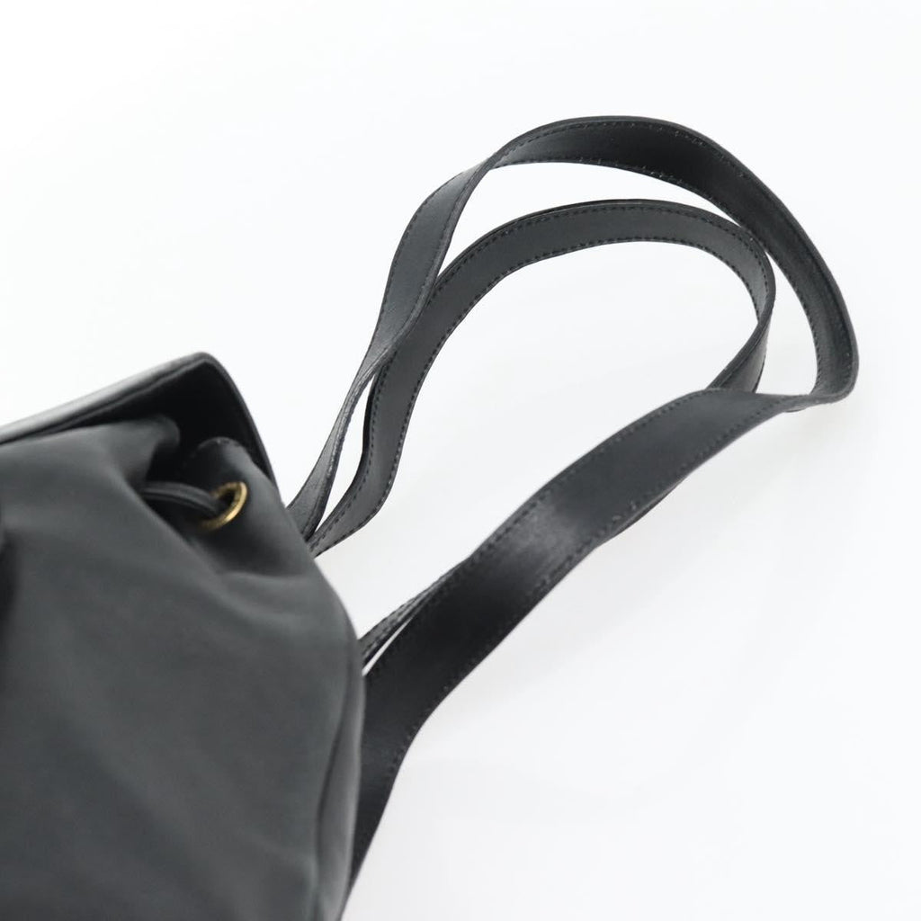 Gucci Vintage Bamboo Backpack Leather Black Leather Backpack Bag (Pre-Owned)