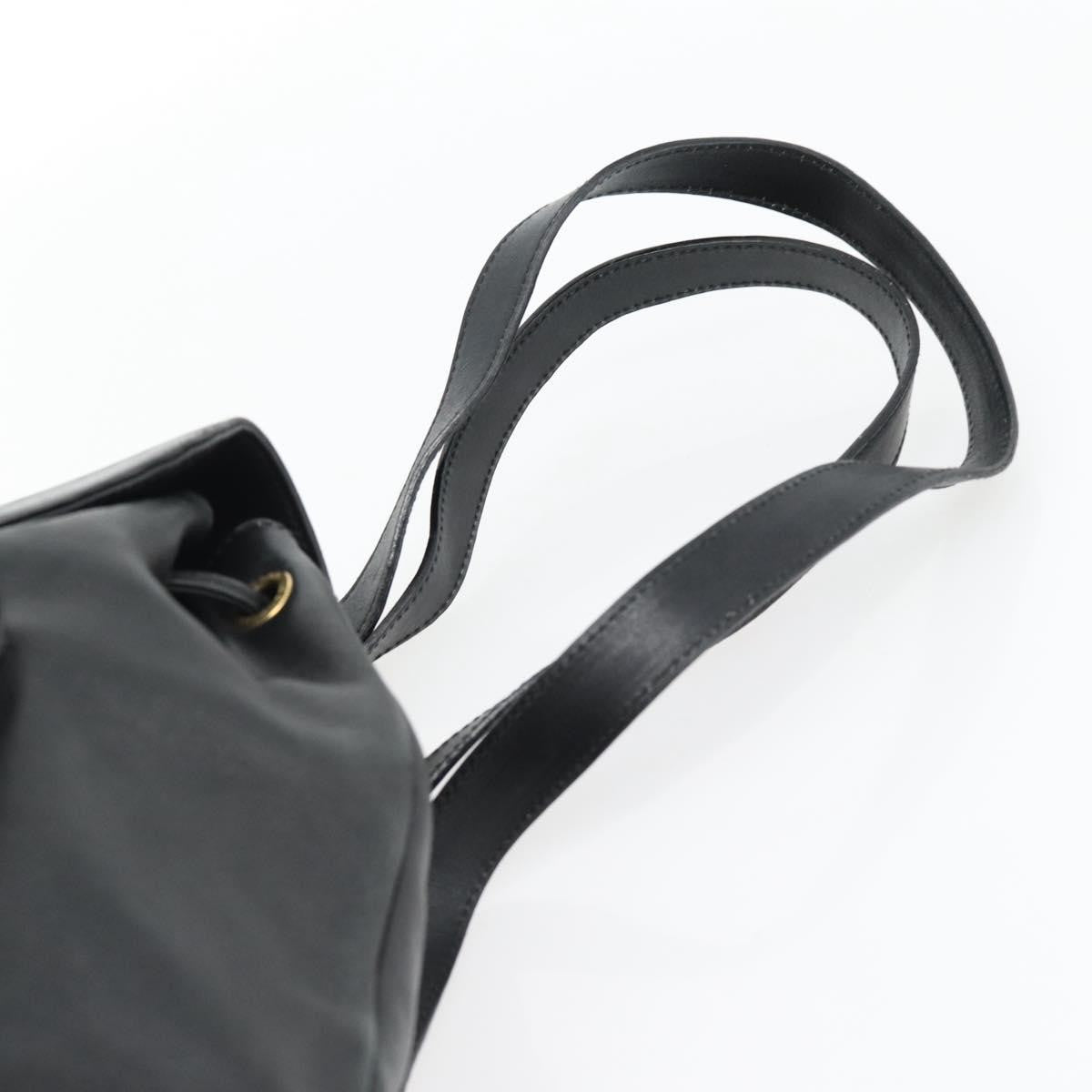 Gucci Vintage Bamboo Backpack Leather Black Leather Backpack Bag (Pre-Owned)
