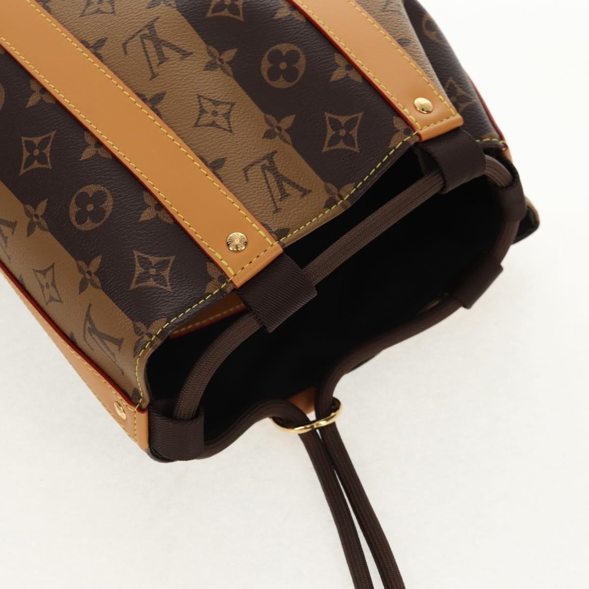 Louis Vuitton Nigo Randonnee Backpack Limited Edition Stripes Monogram Canvas Brown Canvas Shoulder Bag
