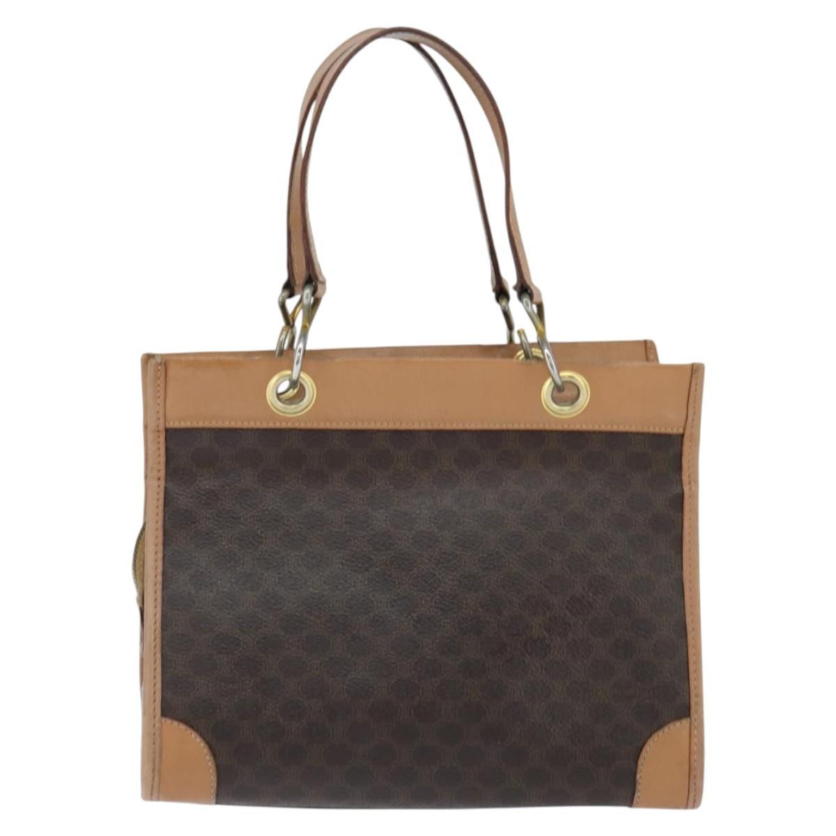 Celine Vintage Macadam Tote Bag Canvas Brown Canvas Tote Bag Bag