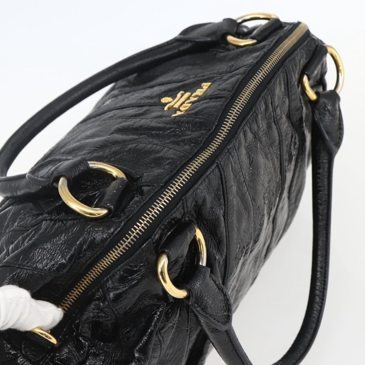 Prada Waves Hobo Leather And Tessuto Black Leather Handbag