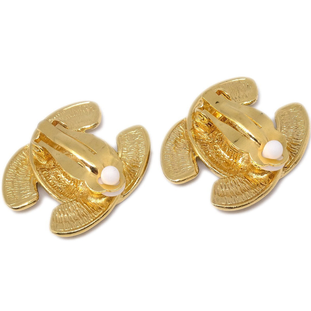 Chanel Cc Clip-On Earrings Quilted Metal Gold Gold_Plated Earrings Jewelry