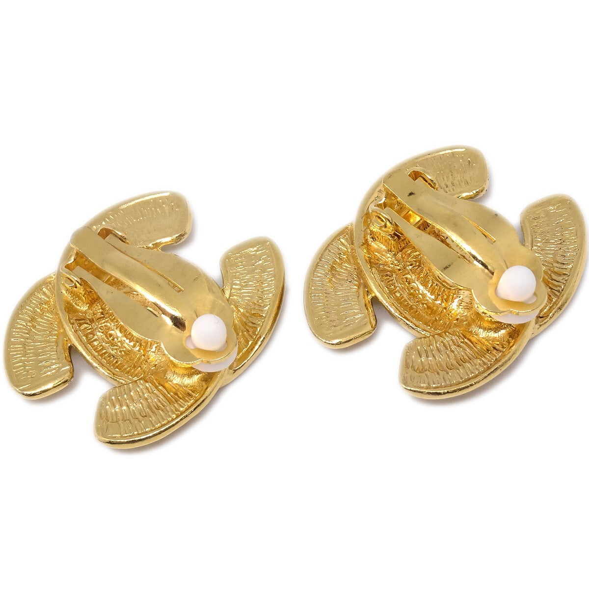 Chanel Cc Clip-On Earrings Quilted Metal Gold Gold_Plated Earrings Jewelry